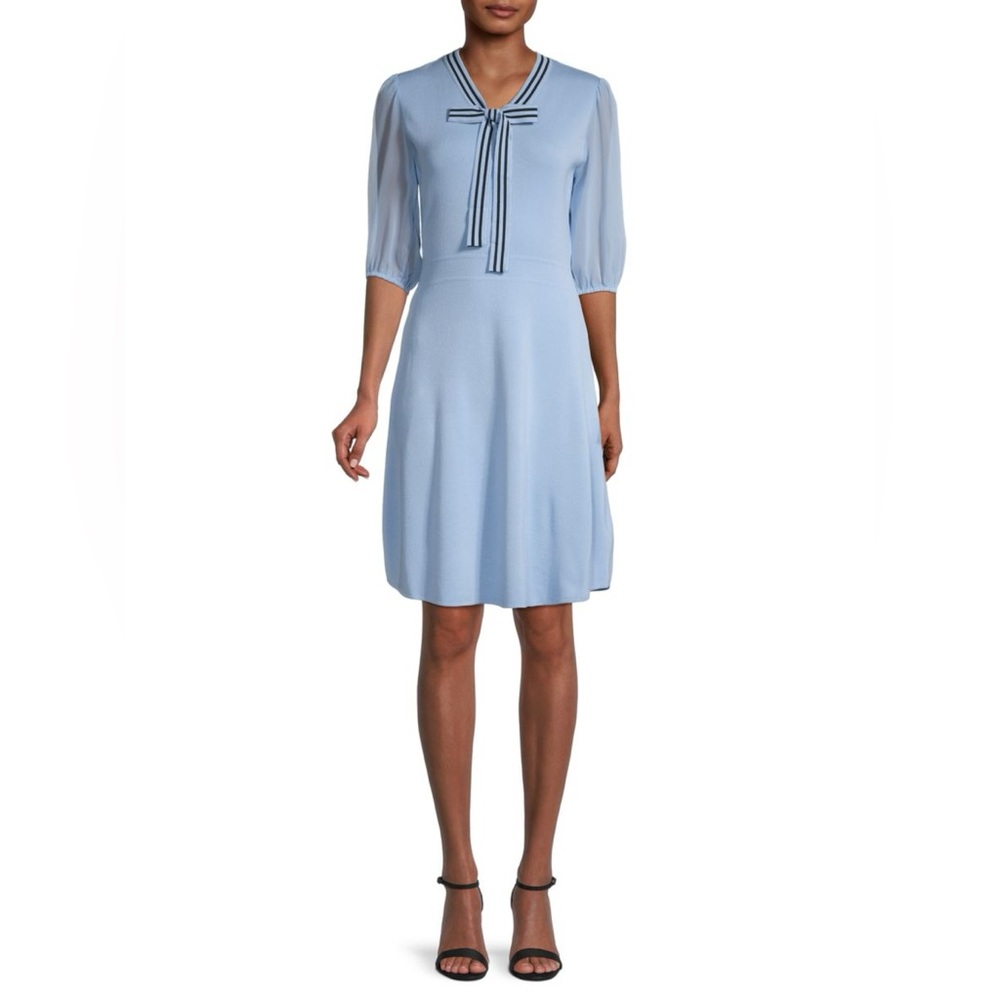 Nanette Lepore Blue Pleated A-Line Dress